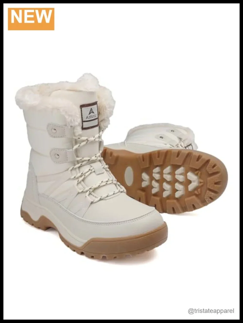 Faux Leather Waterproof Lace-Up Snow Boots Mid-Calf Winter Fur Lined